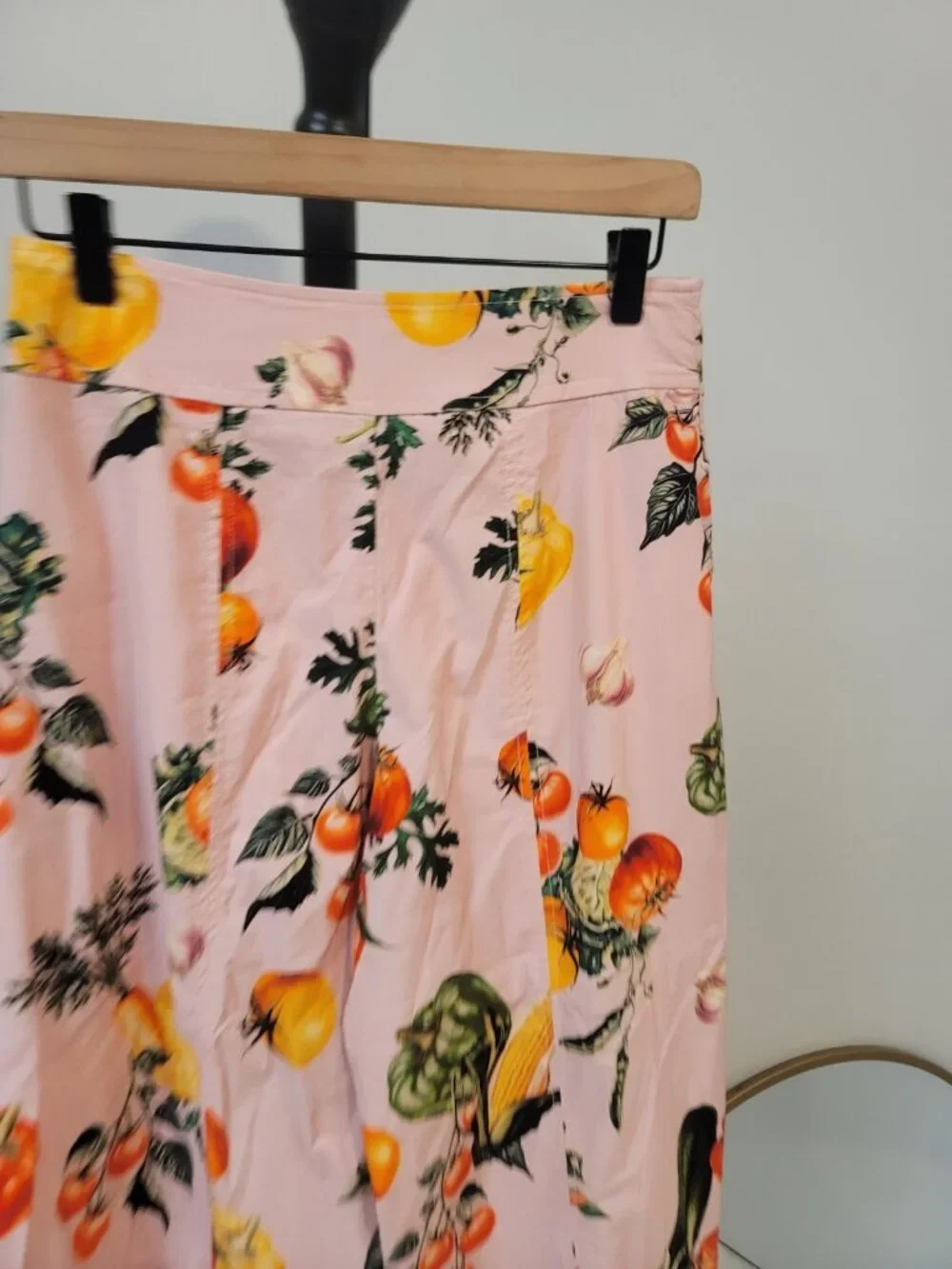 Anthropologie Maeve High-Rise Print Crop Wide-Leg Pants Pink Veggie Size 4 NWT